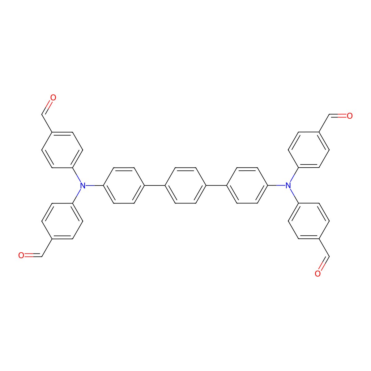 4,4',4'',4'''-([1,1':4',1''-Terphenyl]-4,4''-diylbis(azanetriyl))tetrabenzaldehyde molecular structure, CAS 2414345-71-2