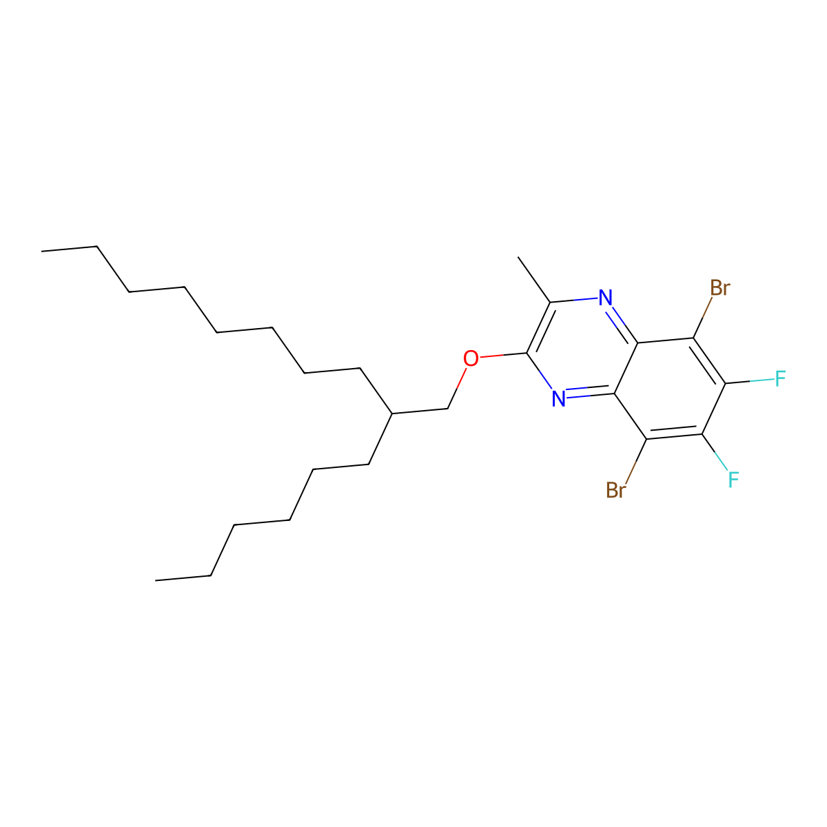 5,8-Dibromo-6,7-difluoro-2-((2-hexyldecyl)oxy)-3-methylquinoxaline molecular structure, CAS 2414359-15-0