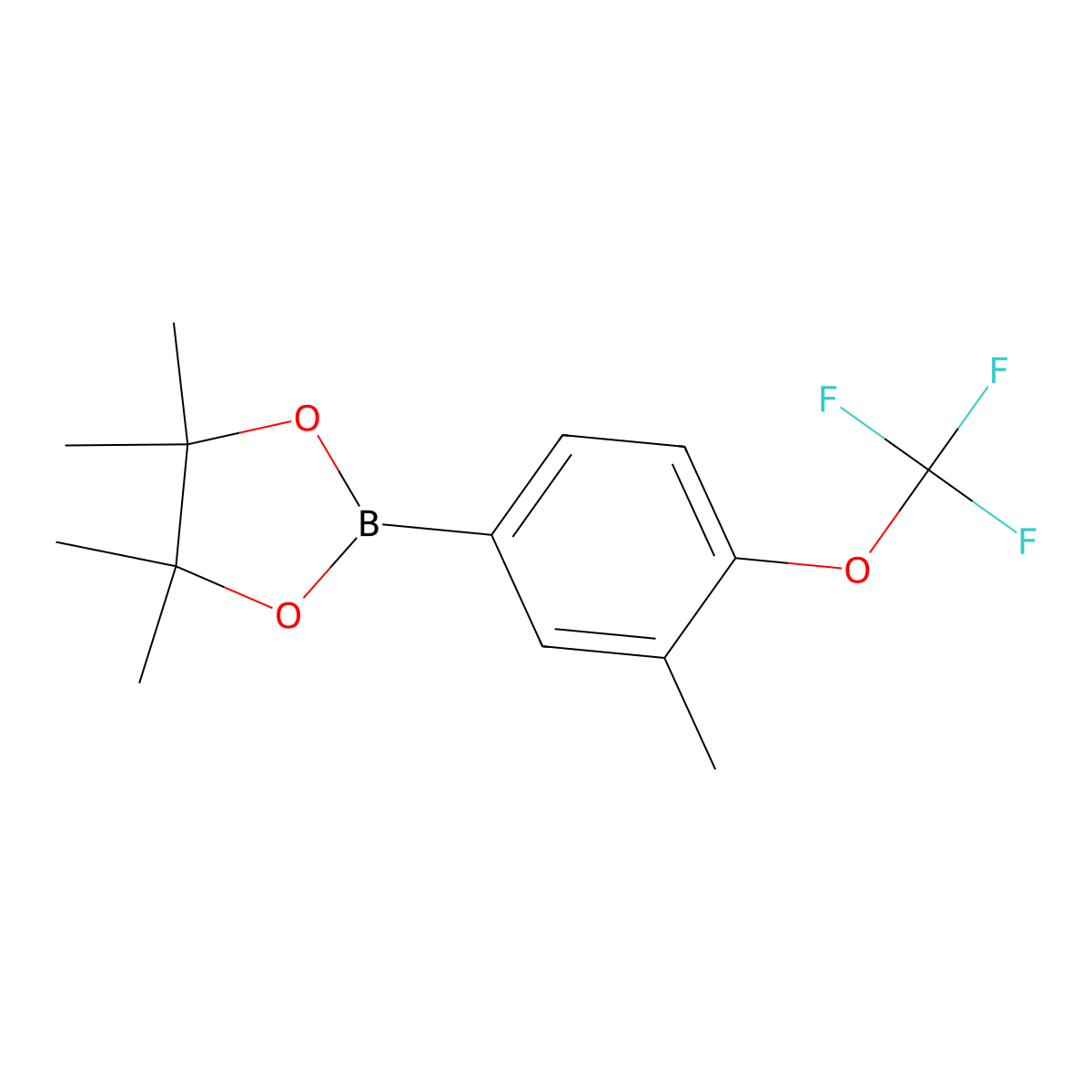 4,4,5,5-Tetramethyl-2-[3-methyl-4-(trifluoromethoxy)phenyl]-1,3,2-dioxaborolane molecular structure, CAS 2414379-14-7