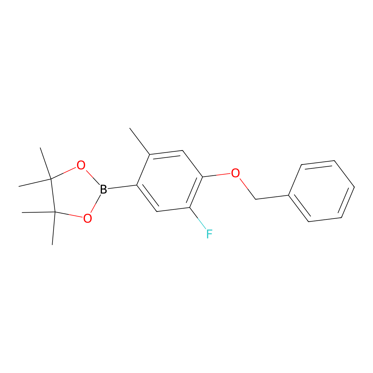 2-(4-(Benzyloxy)-5-fluoro-2-methylphenyl)-4,4,5,5-tetramethyl-1,3,2-dioxaborolane molecular structure, CAS 2414379-71-6