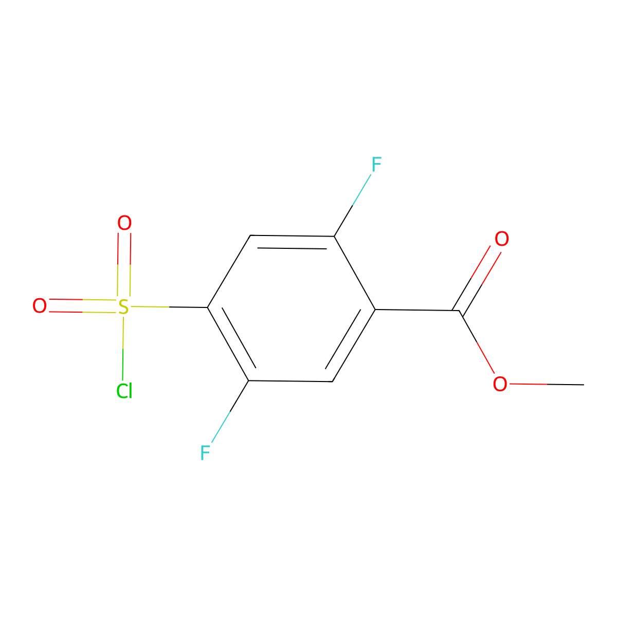 Methyl 4-(chlorosulfonyl)-2,5-difluorobenzoate molecular structure, CAS 2414389-02-7