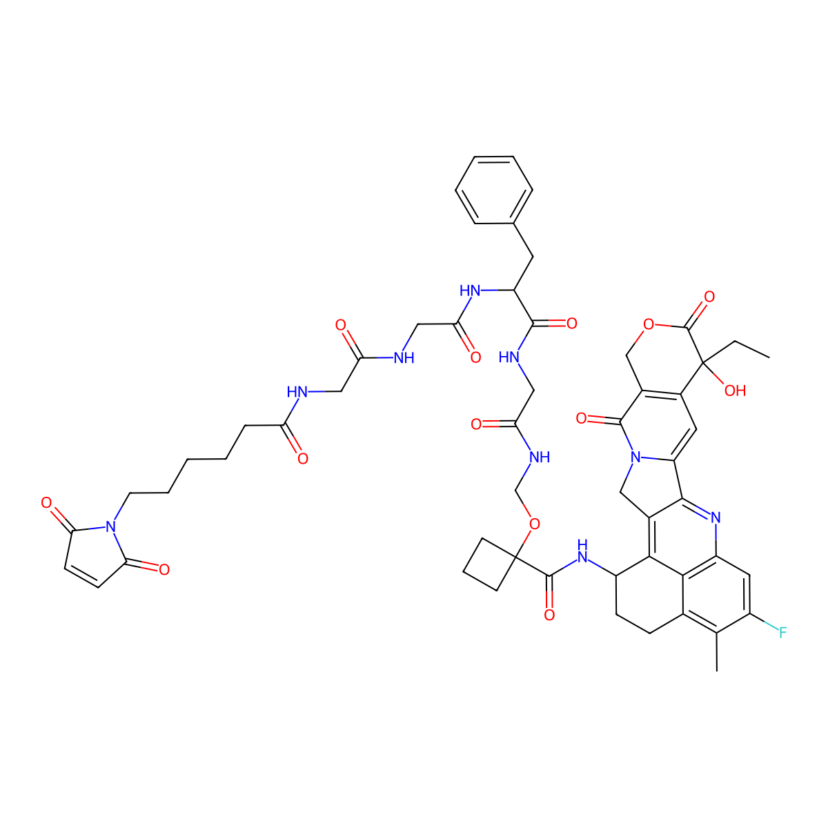 MC-Gly-Gly-Phe-Gly-Cyclobutanecarboxylic-Exatecan molecular structure, CAS 2414393-22-7