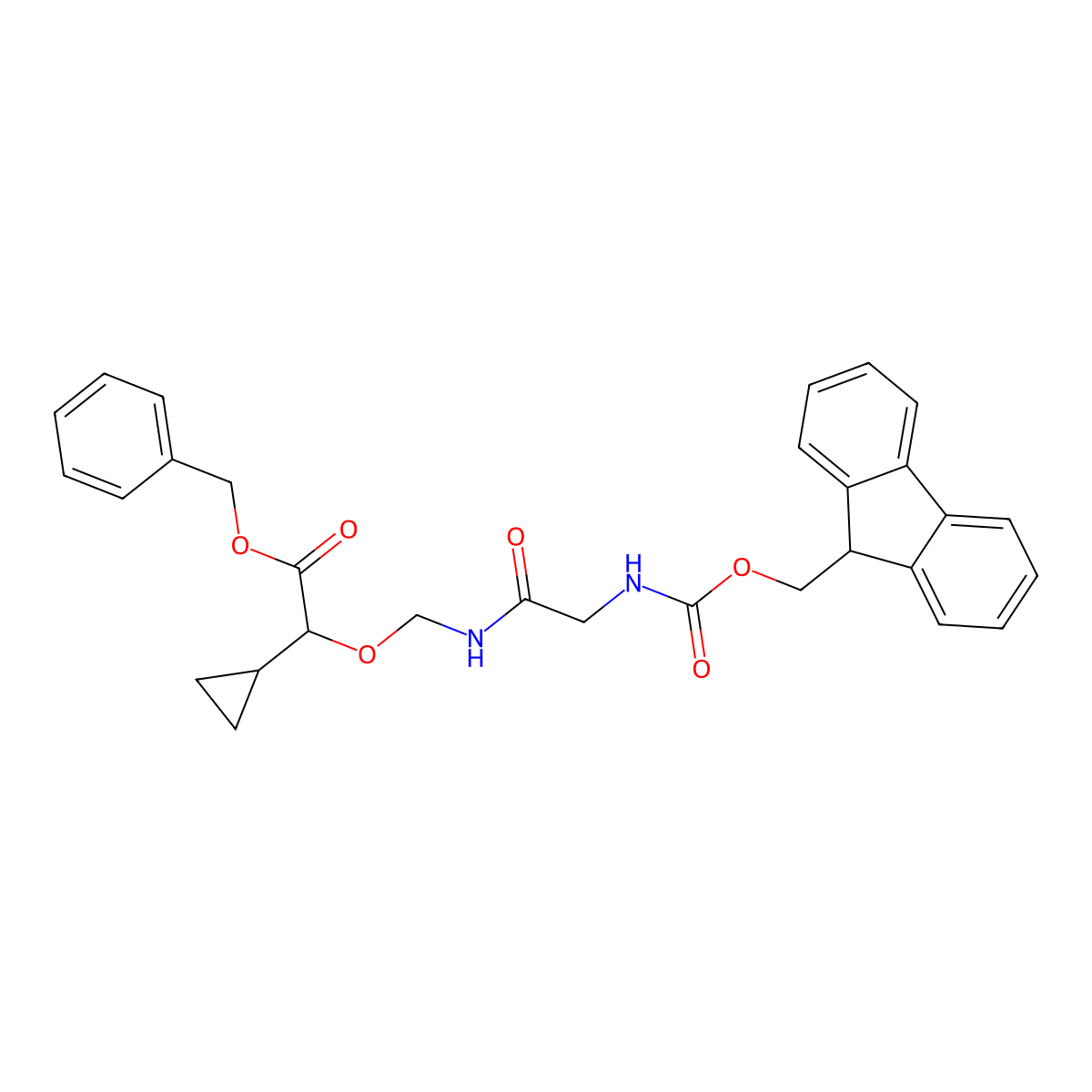 9H-Fluoren-9-ylmethyl {[(4R)-4-cyclopropyl-3,8-dioxo-1-phenyl-7-aza-2,5-dioxanon-9-yl]amino}methanoate molecular structure, CAS 2414393-49-8