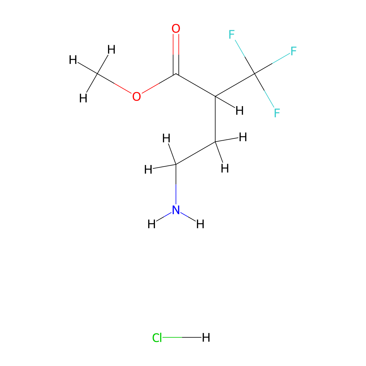Methyl 4-amino-2-(trifluoromethyl)butanoate hydrochloride molecular structure, CAS 2414397-47-8