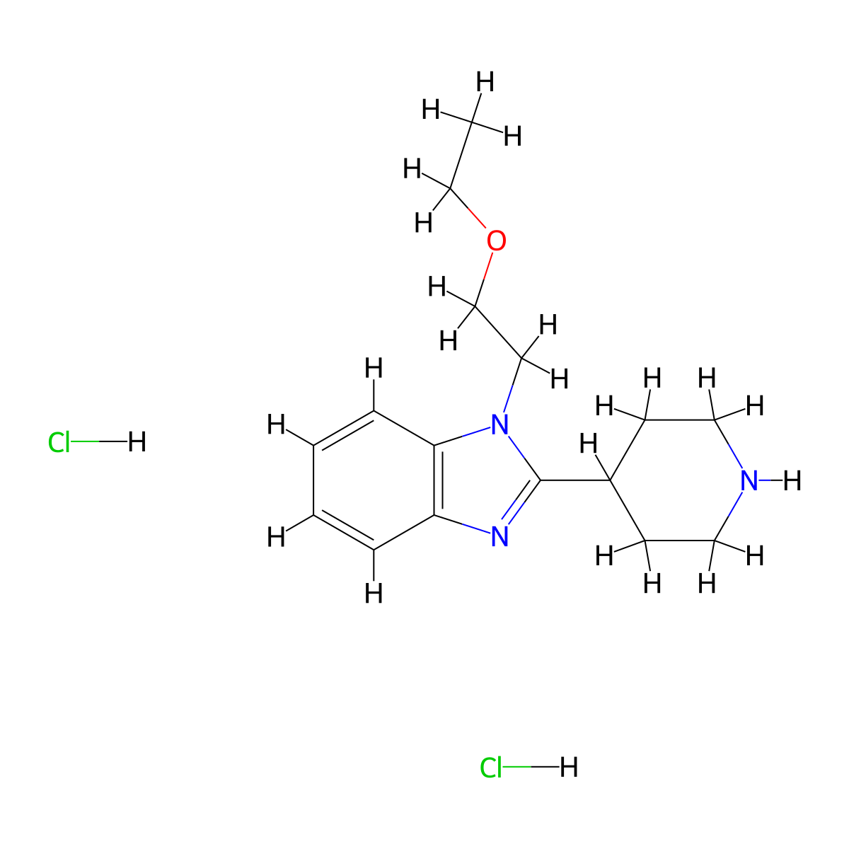 (2-Ethoxy-ethyl)-2-piperidin-4-yl-1H-benzimidazole Dihydrochloride molecular structure, CAS 2414420-72-5