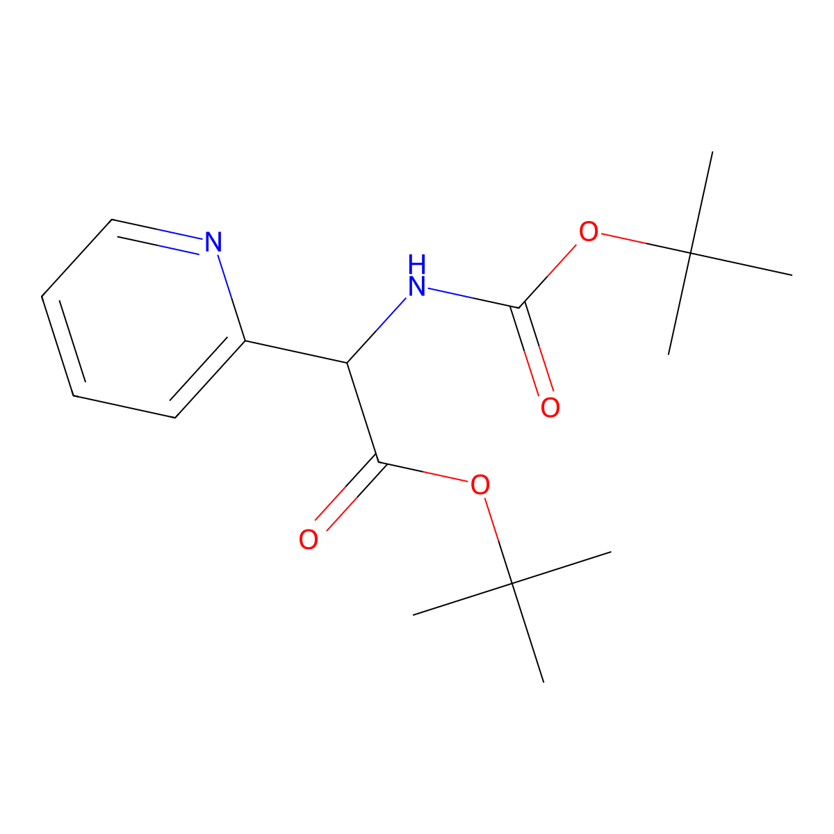 tert-Butoxycarbonylamino-pyridin-2-yl-acetic acid tert-butyl ester molecular structure, CAS 2414476-23-4