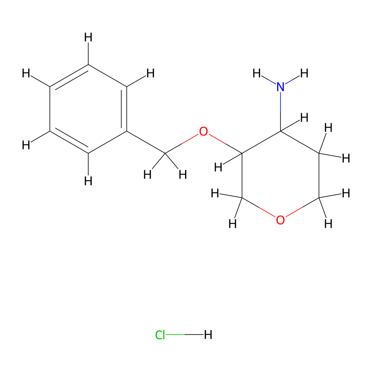 3-(Benzyloxy)oxan-4-amine hydrochloride molecular structure, CAS 2414476-25-6