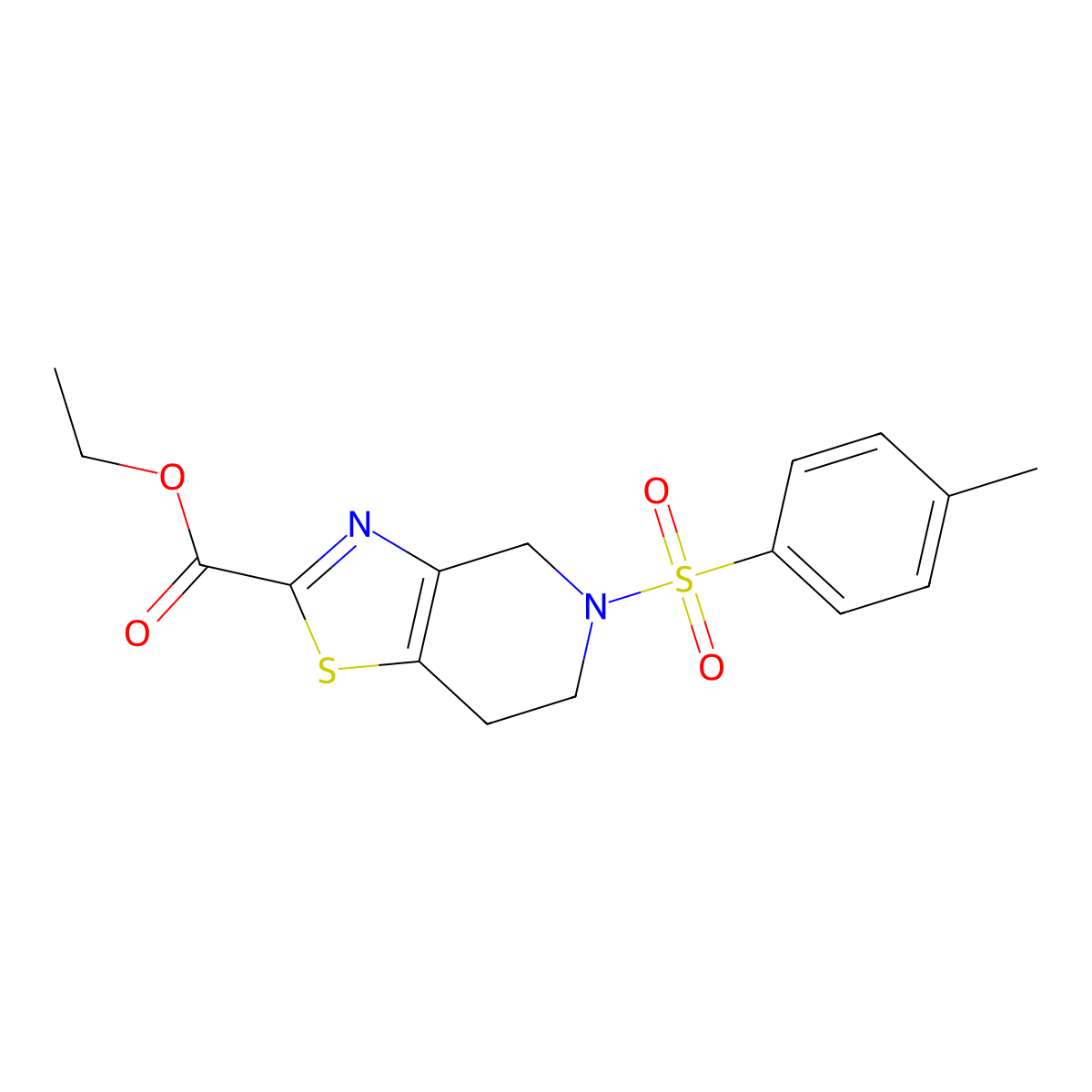 5-(Toluene-4-sulfonyl)-4,5,6,7-tetrahydro-thiazolo[4,5-c]pyridine-2-carboxylic acid ethyl ester molecular structure, CAS 2414476-28-9