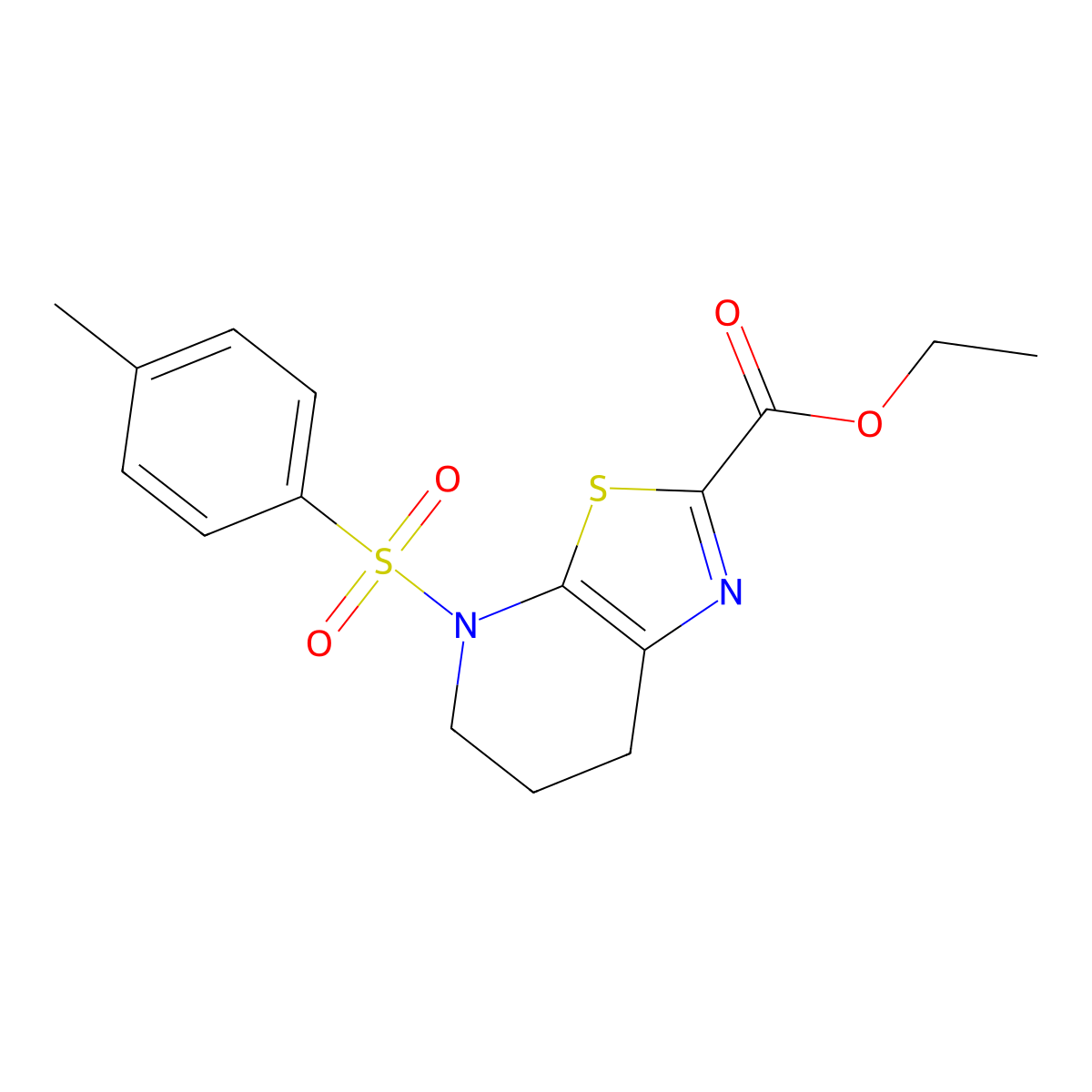 4-(Toluene-4-sulfonyl)-4,5,6,7-tetrahydro-thiazolo[5,4-b]pyridine-2-carboxylic acid ethyl ester molecular structure, CAS 2414476-31-4