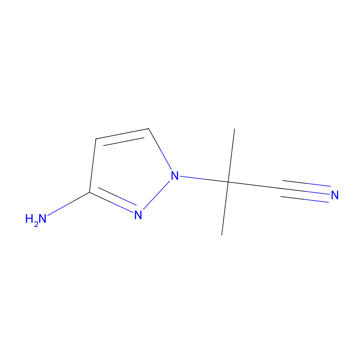 2-(3-Aminopyrazol-1-YL)-2-methyl-propanenitrile molecular structure, CAS 2414516-08-6