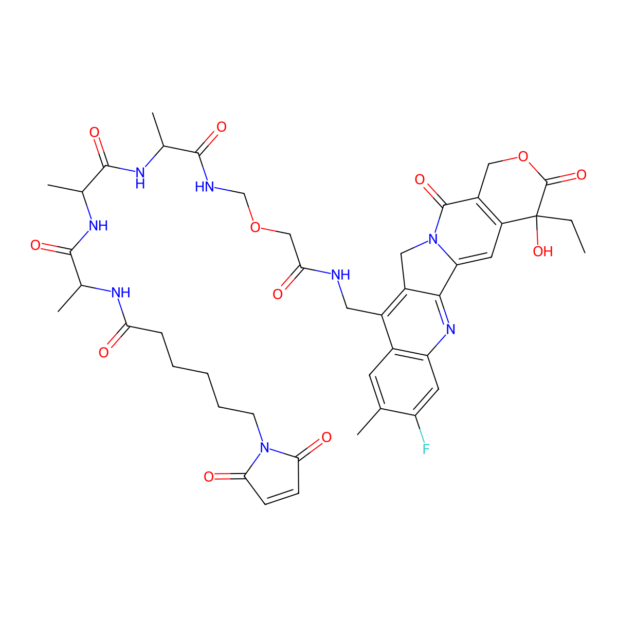 MC-AAA-NHCH2OCH2COO-7-aminomethyl-10-methyl-11-fluoro camptothecin molecular structure, CAS 2414594-29-7