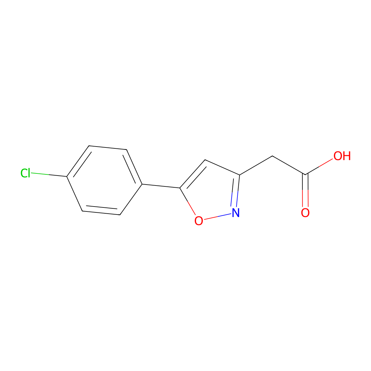 2-(5-(4-Chlorophenyl)-1,2-oxazol-3-yl)acetic acid molecular structure, CAS 24146-84-7