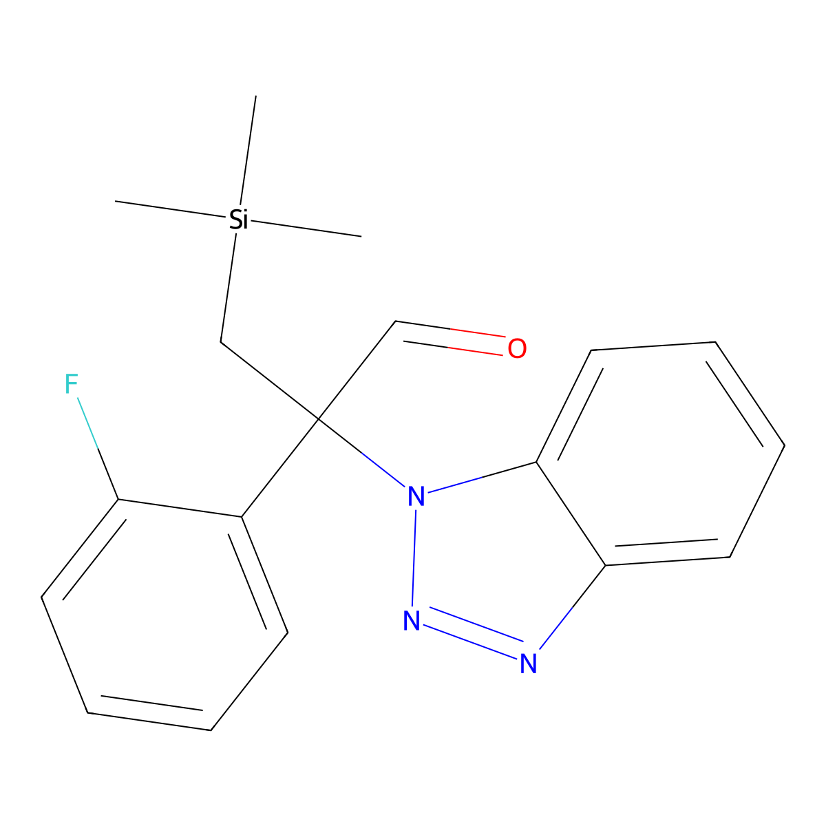 2-(1H-1,2,3-Benzotriazol-1-yl)-2-(2-fluorophenyl)-3-(trimethylsilyl)propanal molecular structure, CAS 241466-89-7