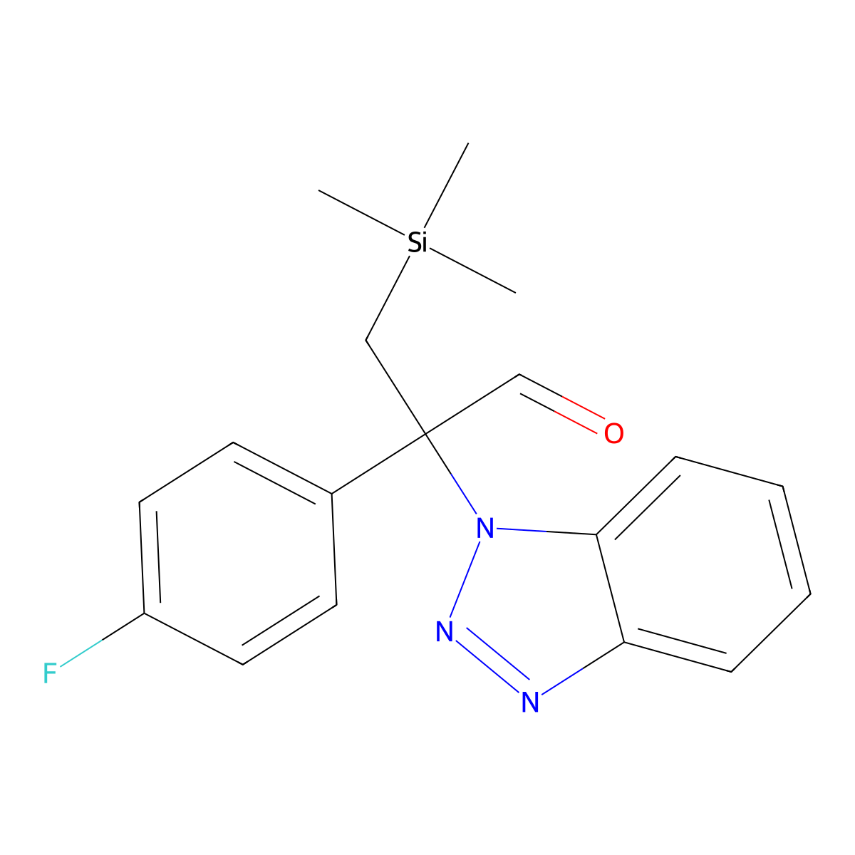2-(1H-1,2,3-Benzotriazol-1-yl)-2-(4-fluorophenyl)-3-(trimethylsilyl)propanal molecular structure, CAS 241466-90-0