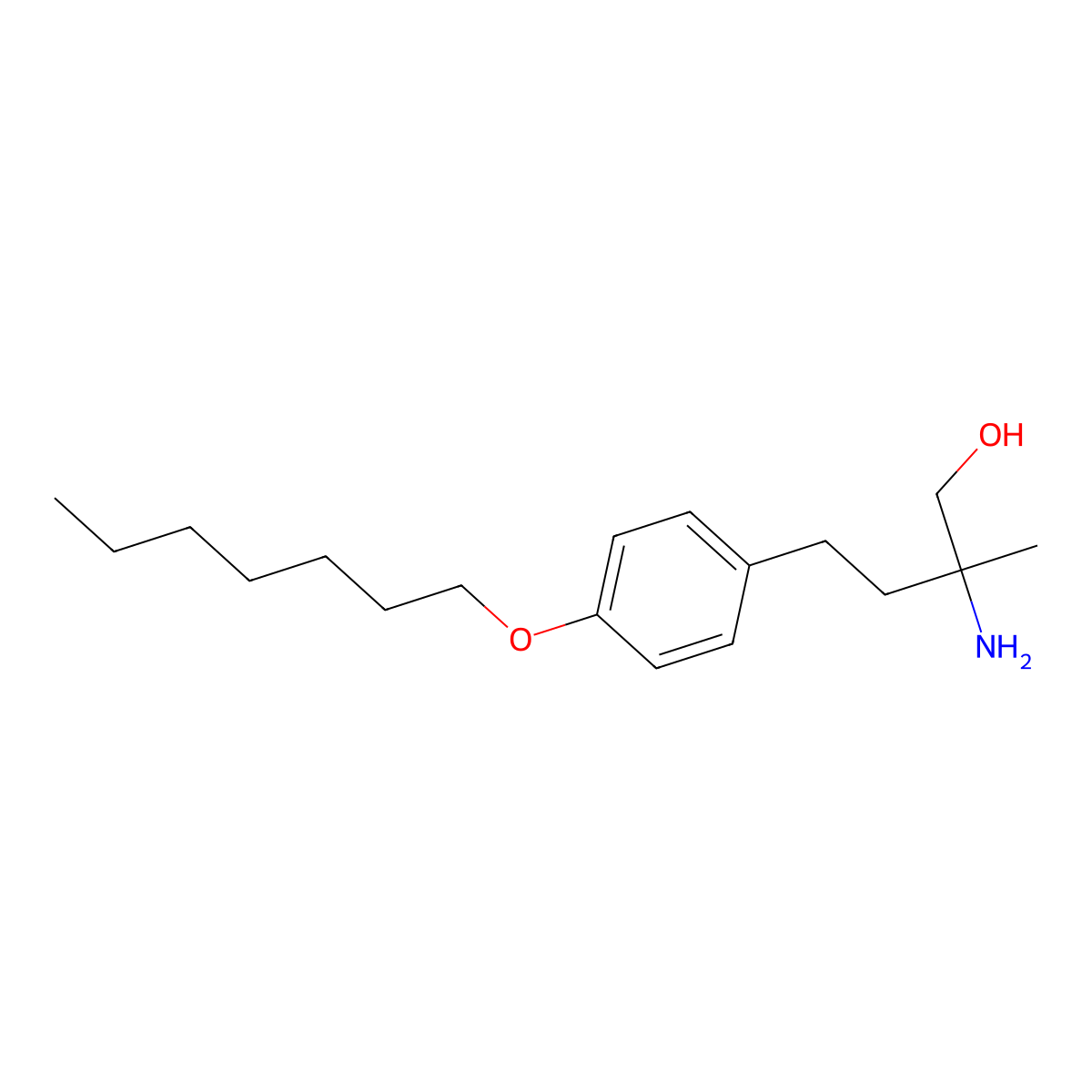 (2R)-2-amino-4-(4-heptoxyphenyl)-2-methylbutan-1-ol molecular structure, CAS 241476-71-1
