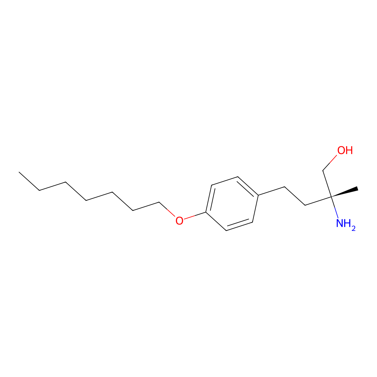(2R)-2-amino-4-(4-heptoxyphenyl)-2-methylbutan-1-ol molecular structure, CAS 241476-71-1
