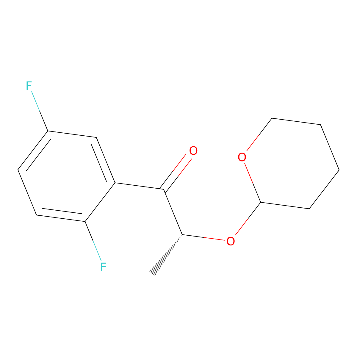 (2R)-1-(2,5-Difluorophenyl)-2-((tetrahydro-2H-pyran-2-yl)oxy)propan-1-one molecular structure, CAS 241479-69-6