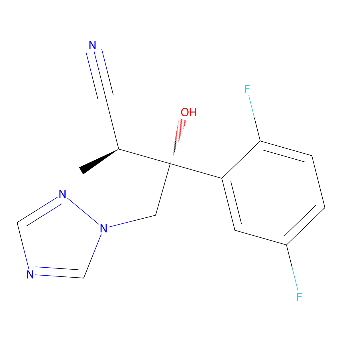 (alphaS,betaR)-beta-(2,5-Difluorophenyl)-beta-hydroxy-alpha-methyl-1H-1,2,4-triazole-1-butanenitrile molecular structure, CAS 241479-74-3