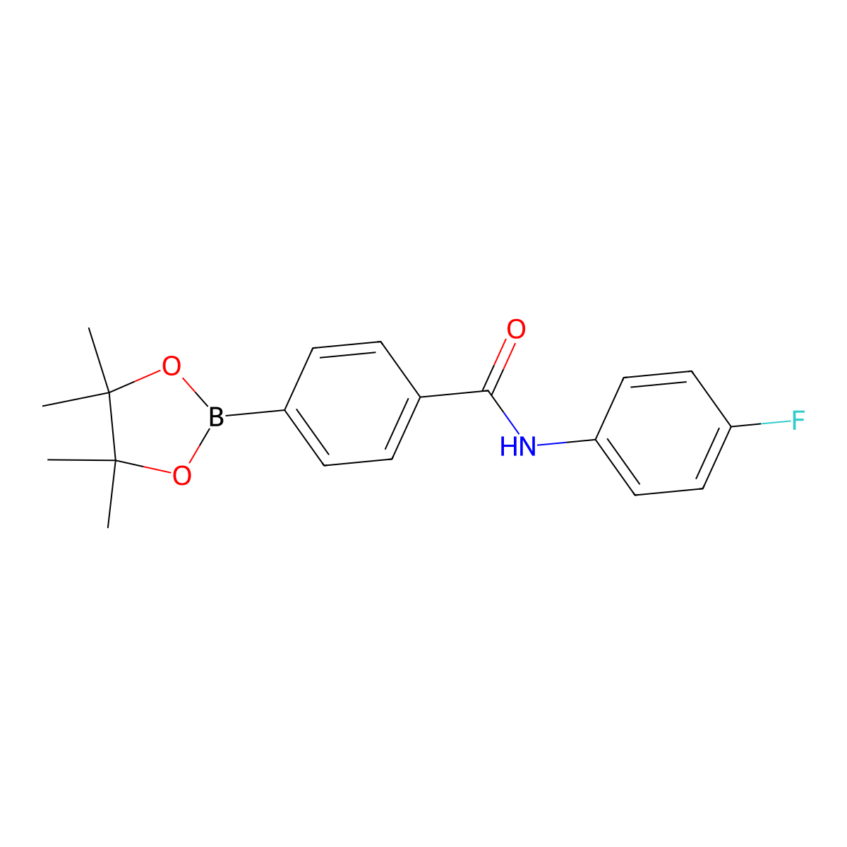 N-(4-Fluorophenyl)-4-(4,4,5,5-tetramethyl-1,3,2-dioxaborolan-2-yl)benzamide molecular structure, CAS 2414867-65-3
