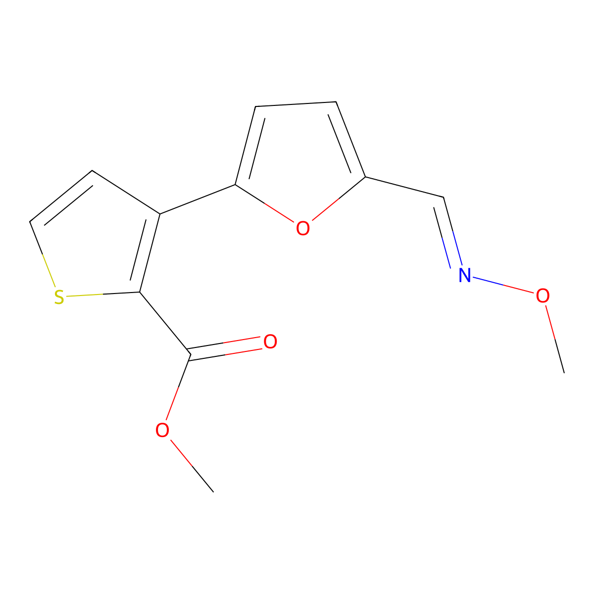 Methyl3-(5-((methoxyimino)methyl)-2-furyl)-2-thiophenecarboxylate molecular structure, CAS 241488-19-7