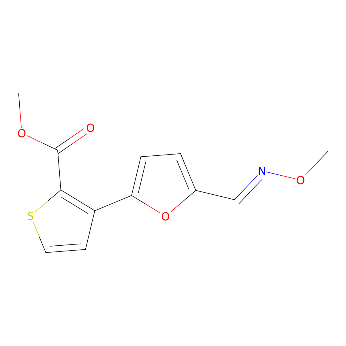 Methyl3-(5-((methoxyimino)methyl)-2-furyl)-2-thiophenecarboxylate molecular structure, CAS 241488-19-7