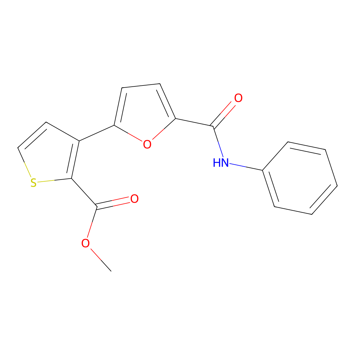 Methyl 3-[5-(anilinocarbonyl)-2-furyl]-2-thiophenecarboxylate molecular structure, CAS 241488-22-2
