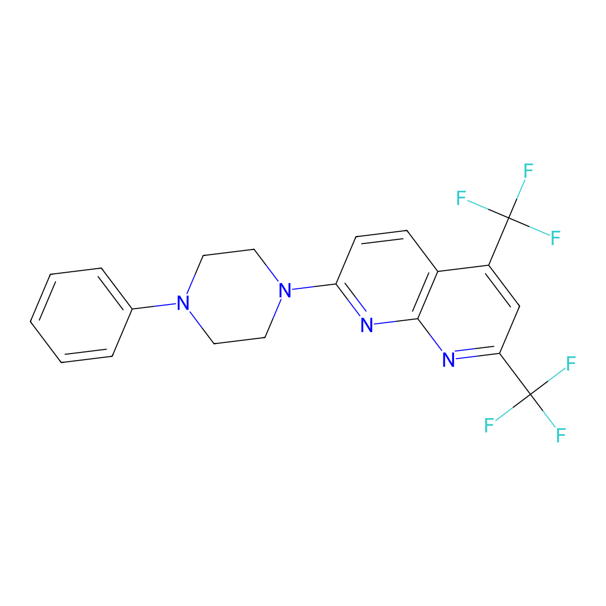 7-(4-Phenylpiperazin-1-yl)-2,4-bis(trifluoromethyl)-1,8-naphthyridine molecular structure, CAS 241488-25-5