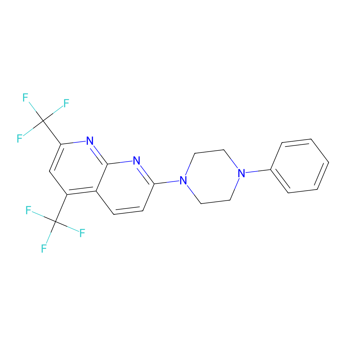7-(4-Phenylpiperazin-1-yl)-2,4-bis(trifluoromethyl)-1,8-naphthyridine molecular structure, CAS 241488-25-5