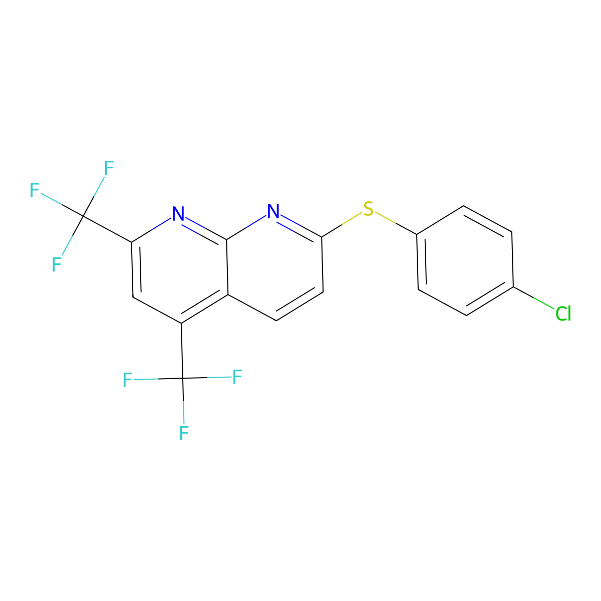 5,7-Bis(trifluoromethyl)[1,8]naphthyridin-2-yl 4-chlorophenyl sulfide molecular structure, CAS 241488-33-5
