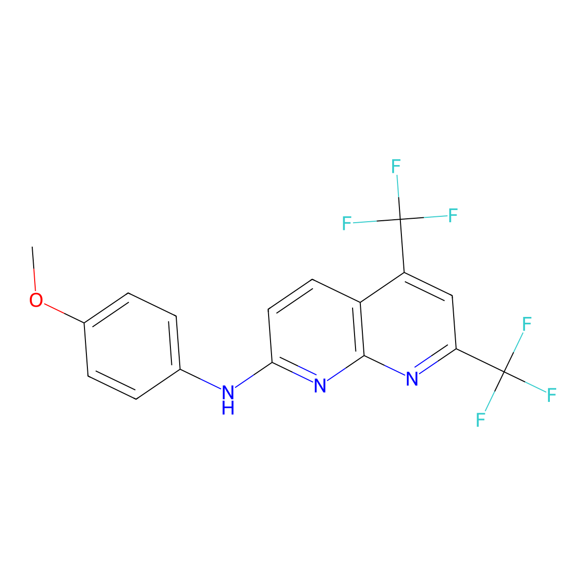 N-(4-methoxyphenyl)-5,7-bis(trifluoromethyl)[1,8]naphthyridin-2-amine molecular structure, CAS 241488-34-6