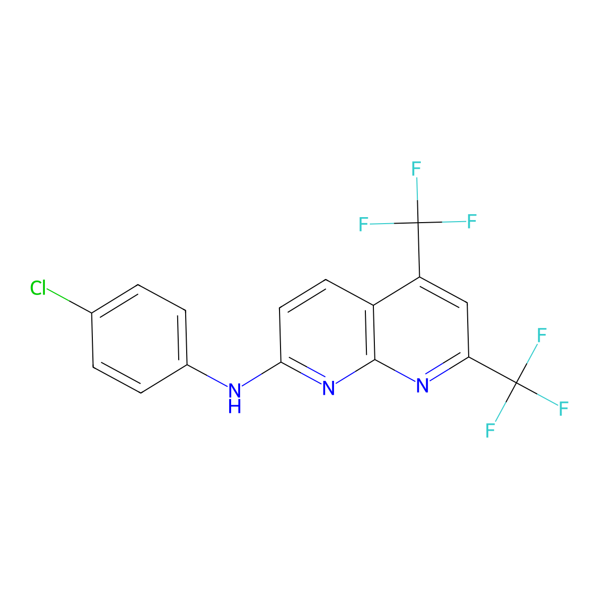 N-(4-chlorophenyl)-5,7-bis(trifluoromethyl)[1,8]naphthyridin-2-amine molecular structure, CAS 241488-35-7