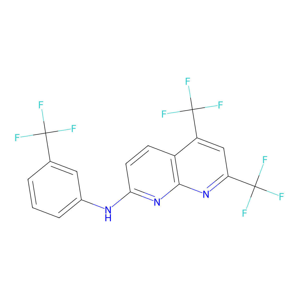 5,7-bis(trifluoromethyl)-N-[3-(trifluoromethyl)phenyl][1,8]naphthyridin-2-amine molecular structure, CAS 241488-36-8