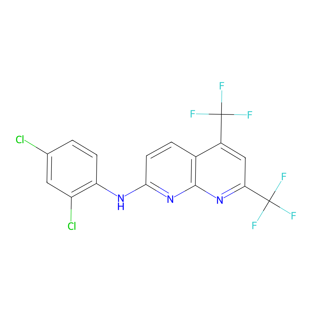 N-(2,4-dichlorophenyl)-5,7-bis(trifluoromethyl)[1,8]naphthyridin-2-amine molecular structure, CAS 241488-38-0