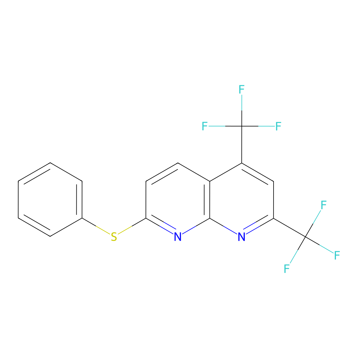 7-(Phenylsulfanyl)-2,4-bis(trifluoromethyl)[1,8]naphthyridine molecular structure, CAS 241488-46-0