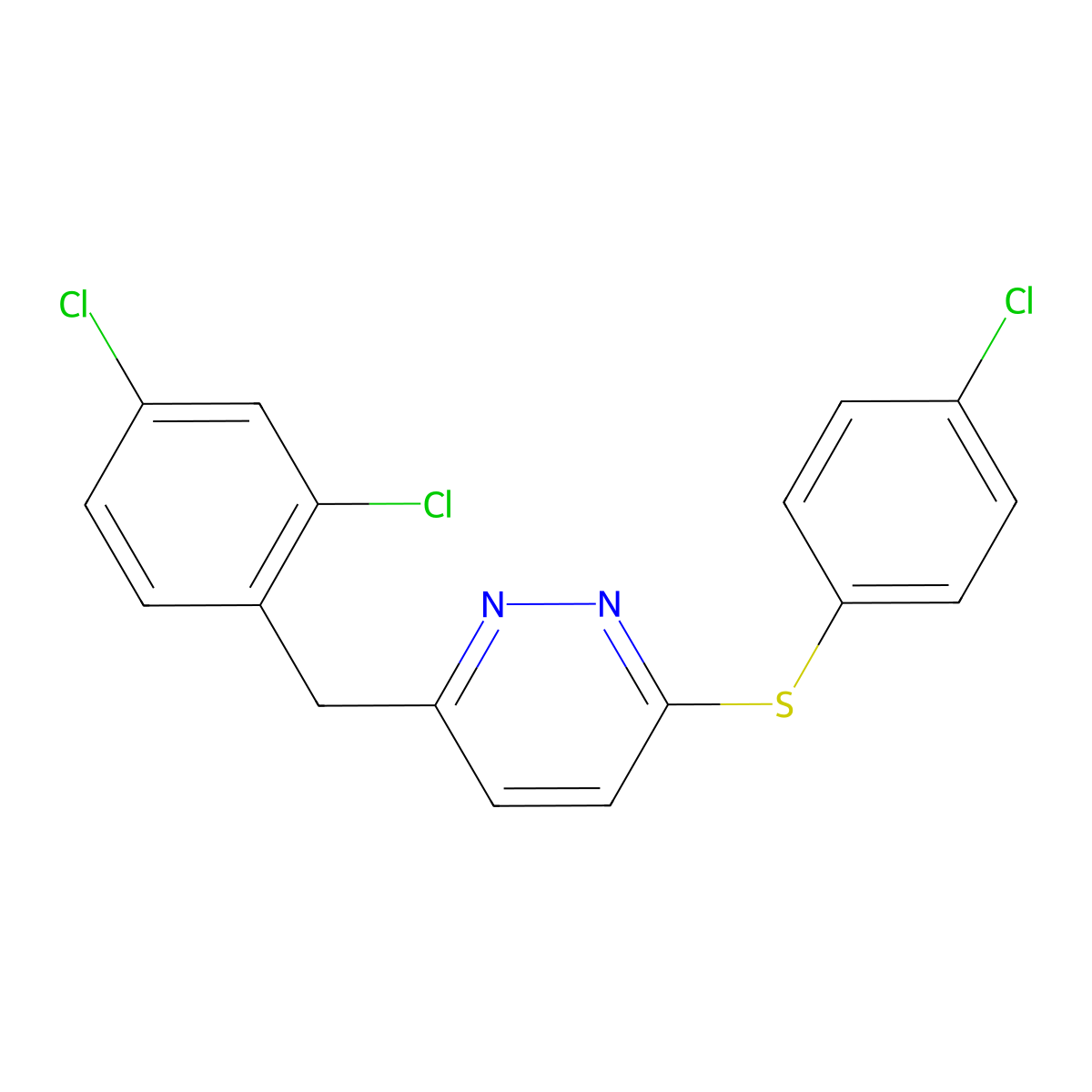 4-Chlorophenyl 6-(2,4-dichlorobenzyl)-3-pyridazinyl sulfide molecular structure, CAS 241488-48-2
