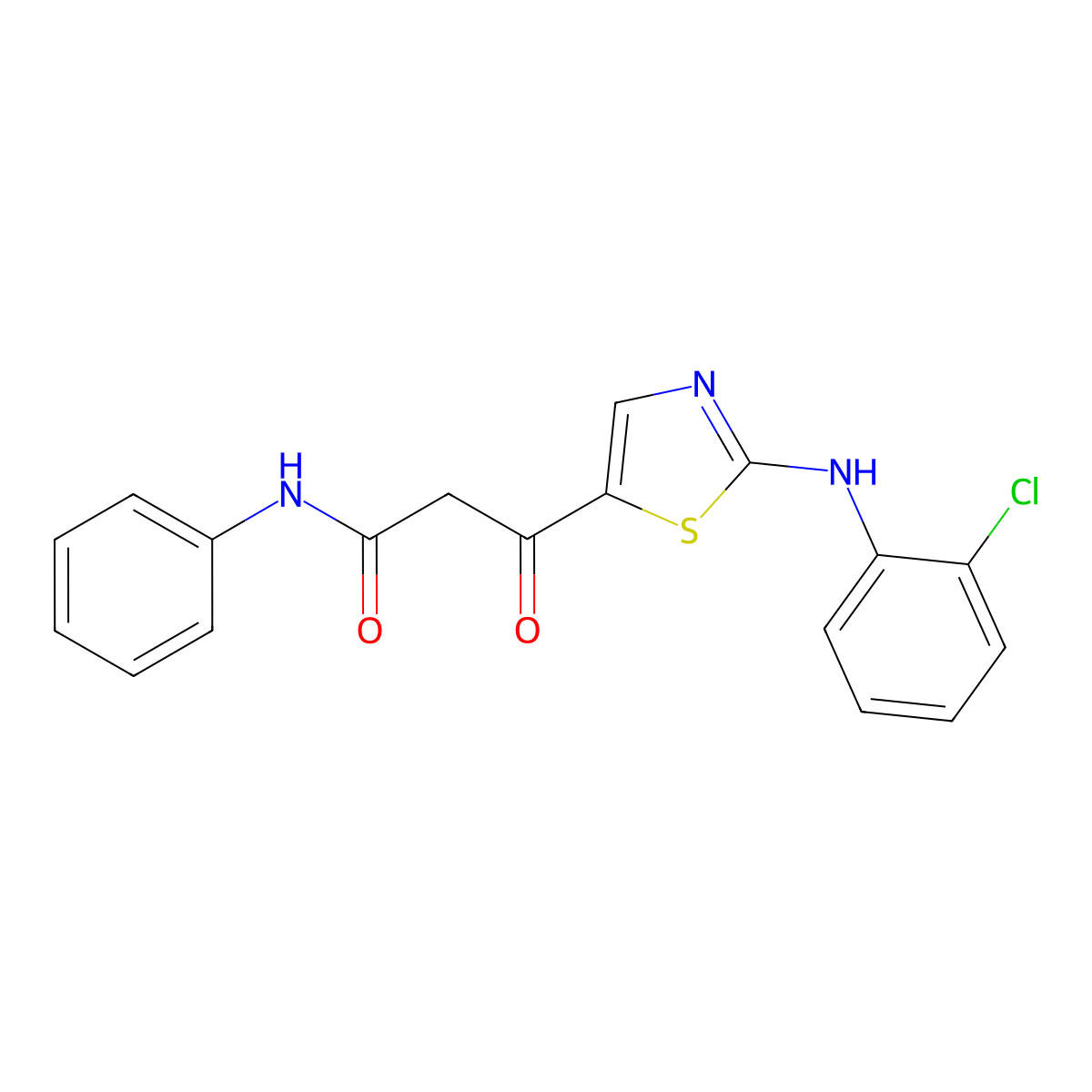3-[2-(2-chloroanilino)-1,3-thiazol-5-yl]-3-oxo-N-phenylpropanamide molecular structure, CAS 241488-51-7