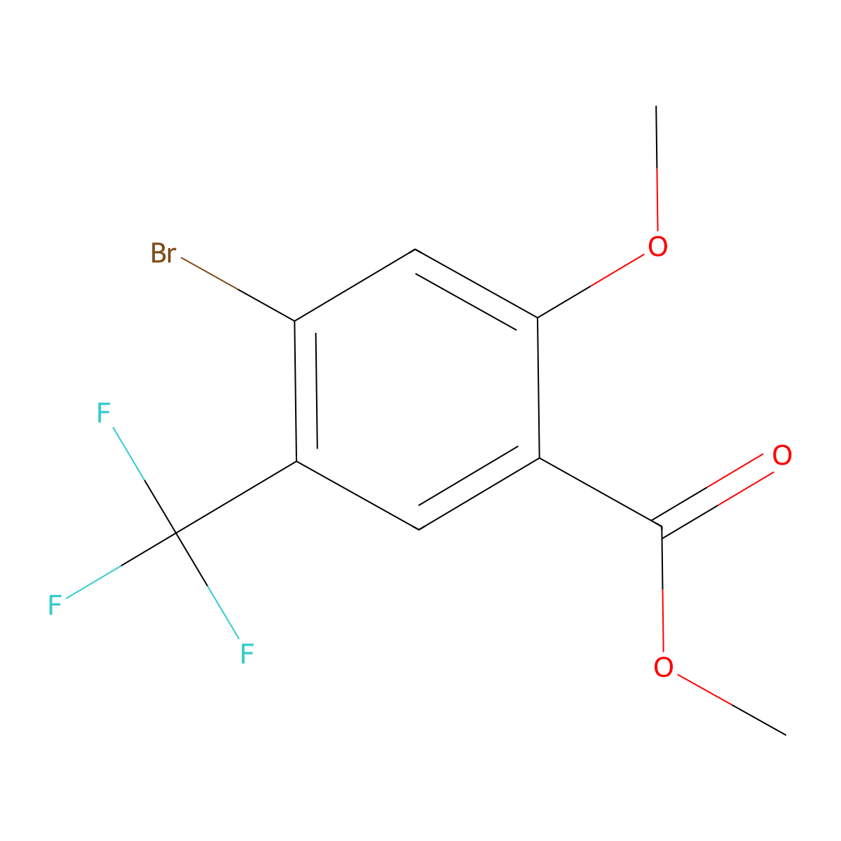 Methyl 4-bromo-2-methoxy-5-(trifluoromethyl)benzoate molecular structure, CAS 2415000-75-6