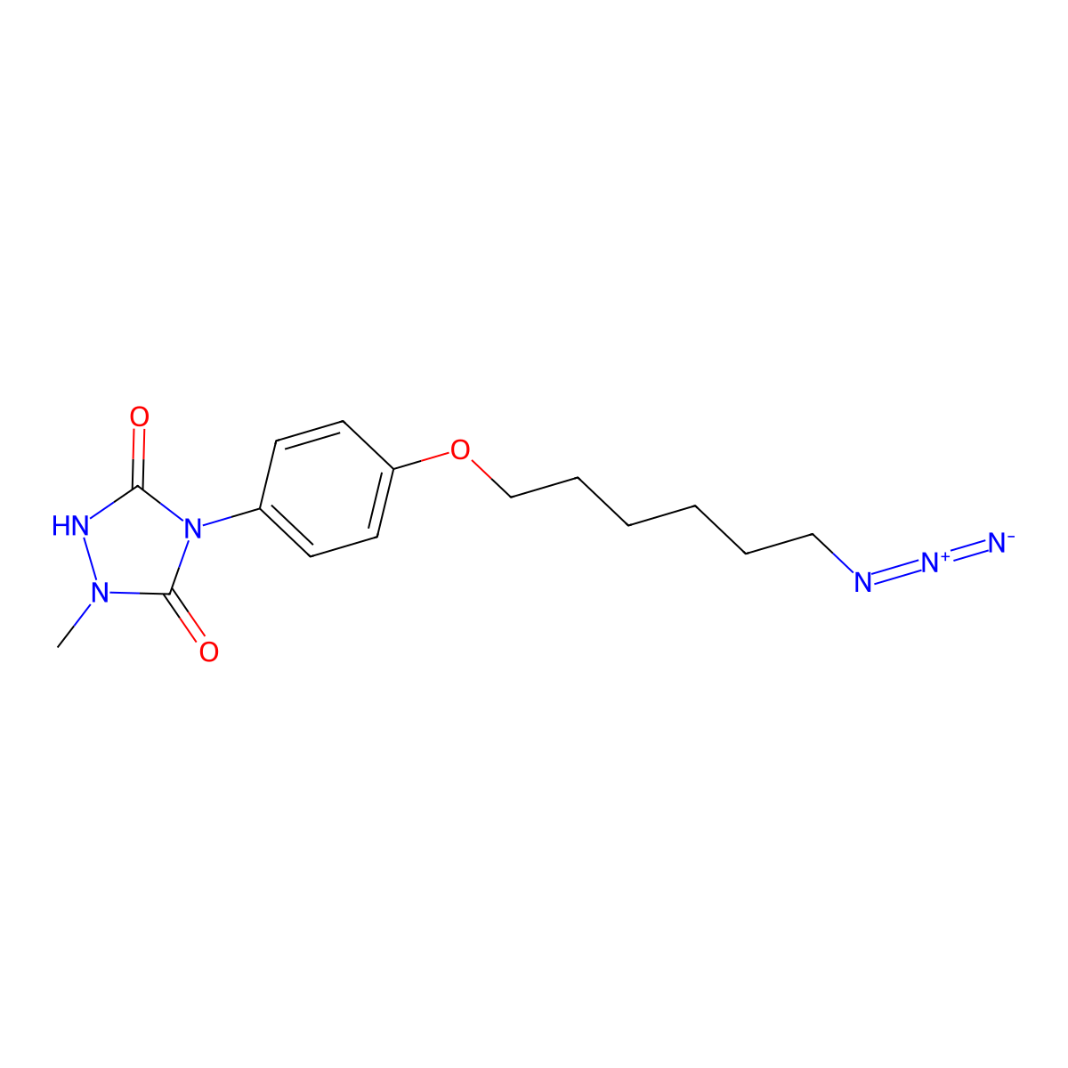 4-[4-[(6-Azidohexyl)oxy]phenyl]-1-methyl-1,2,4-triazolidine-3,5-dione molecular structure, CAS 2415015-21-1