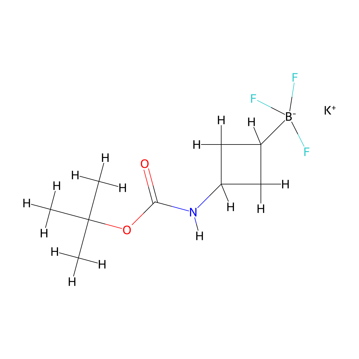 Potassium (3-((tert-butoxycarbonyl)amino)cyclobutyl)trifluoroborate molecular structure, CAS 2415072-80-7