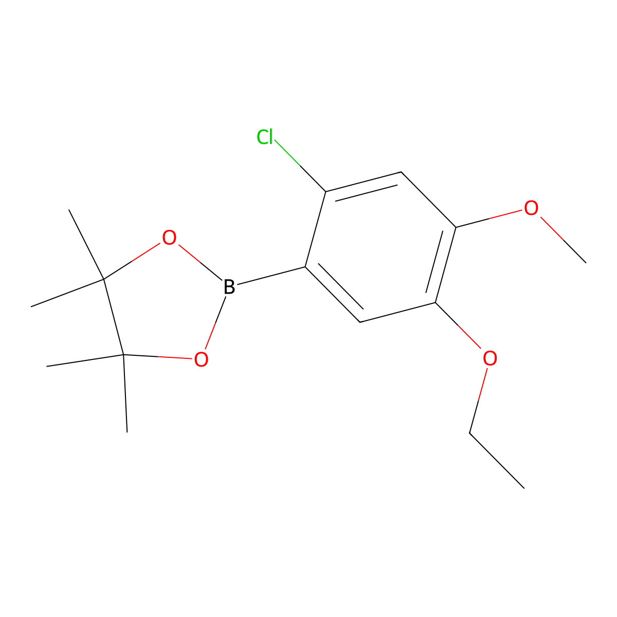 2-(2-Chloro-5-ethoxy-4-methoxyphenyl)-4,4,5,5-tetramethyl-1,3,2-dioxaborolane molecular structure, CAS 2415085-02-6