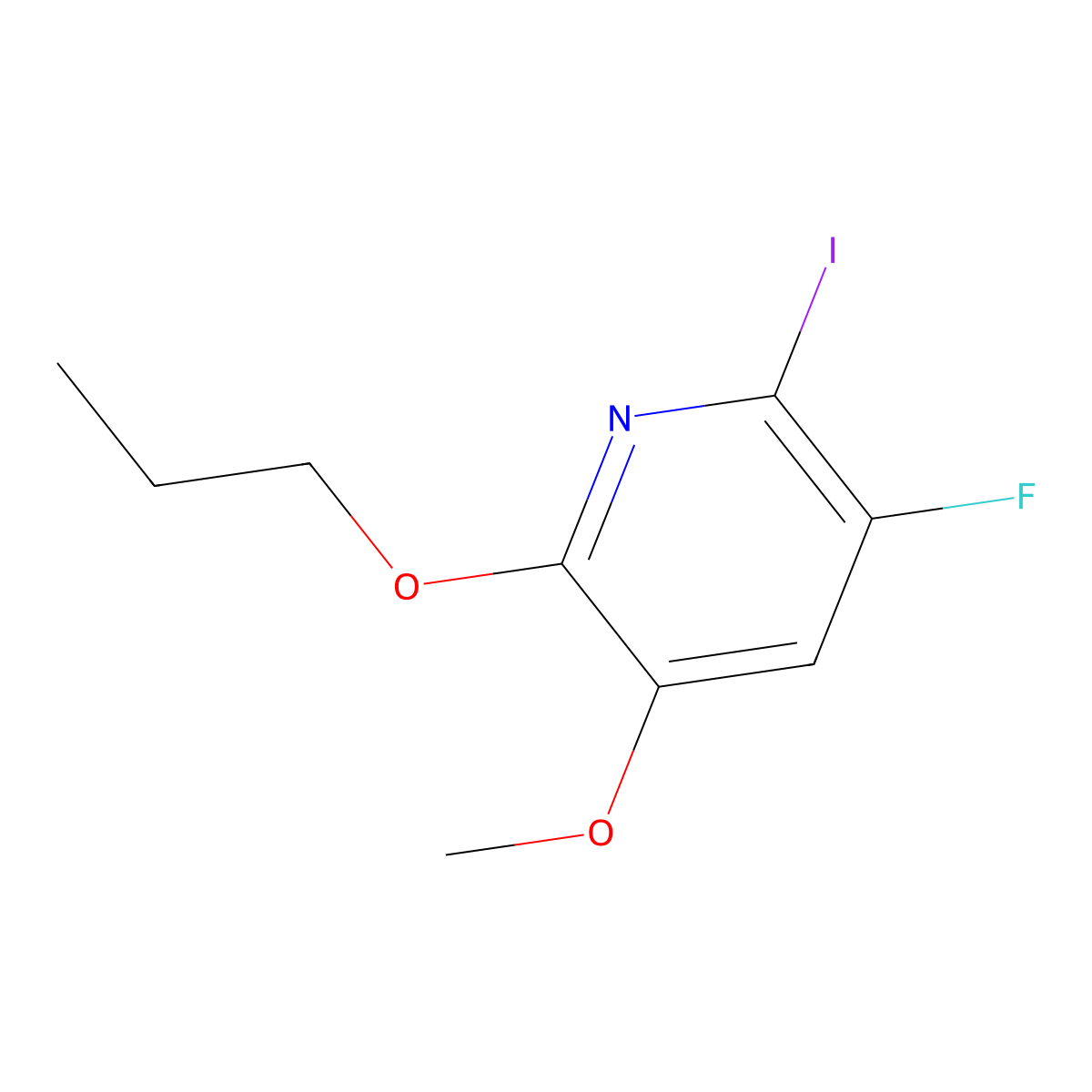 3-Fluoro-2-iodo-5-methoxy-6-propoxypyridine molecular structure, CAS 2415085-28-6