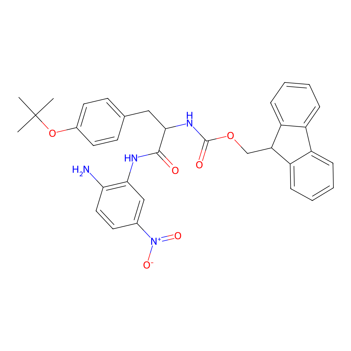 9H-fluoren-9-ylmethyl N-[(2S)-1-(2-amino-5-nitroanilino)-3-[4-[(2-methylpropan-2-yl)oxy]phenyl]-1-oxopropan-2-yl]carbamate molecular structure, CAS 2415127-04-5