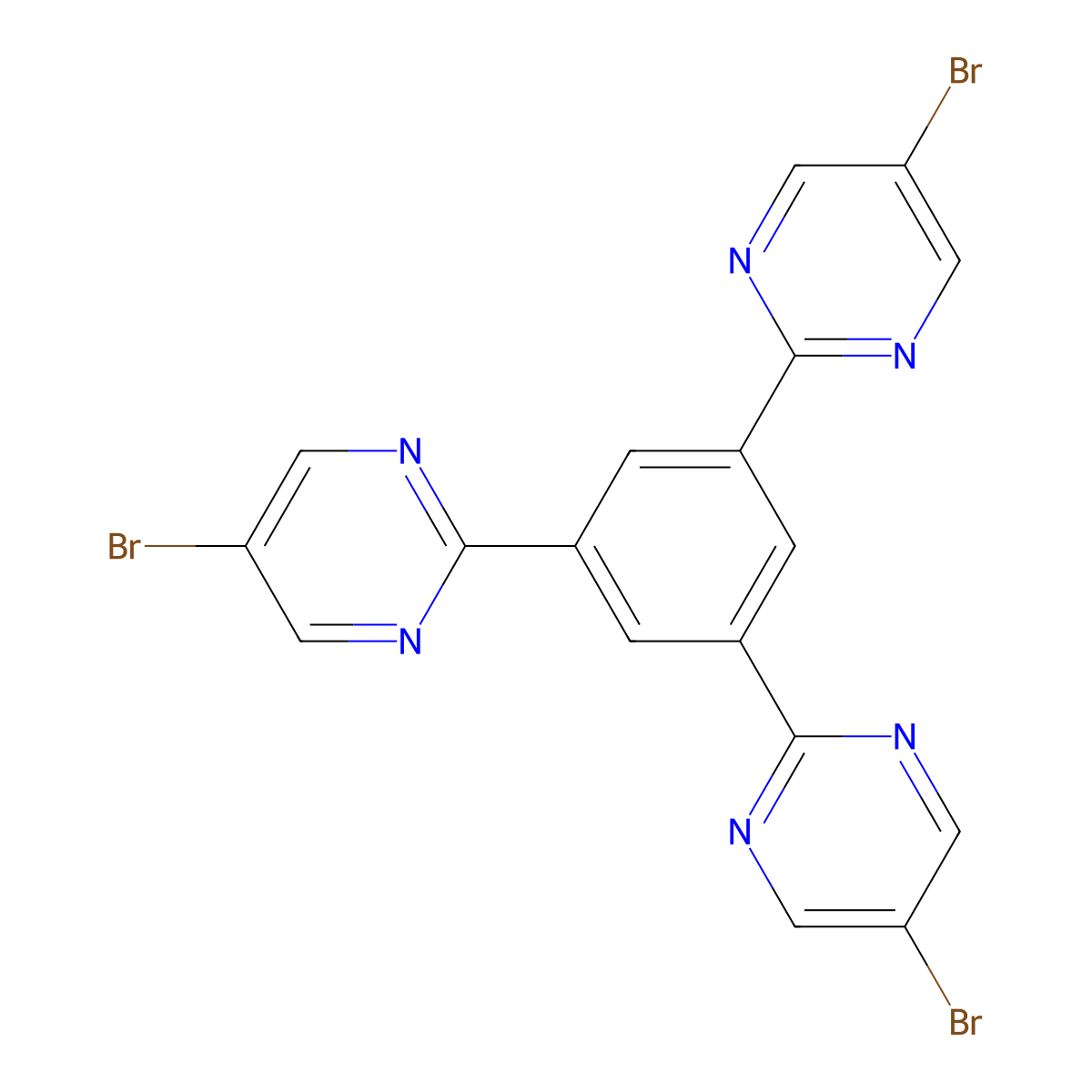 1,3,5-Tris(5-bromopyrimidin-2-yl)benzene molecular structure, CAS 2415130-54-8