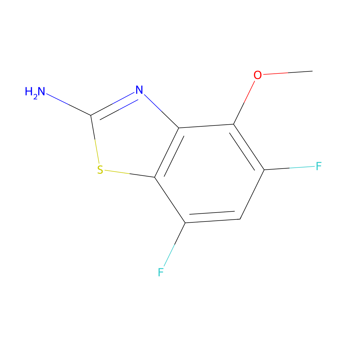 5,7-Difluoro-4-methoxy-1,3-benzothiazol-2-amine molecular structure, CAS 2415163-46-9