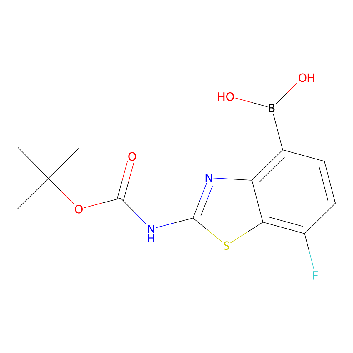 [2-(Tert-butoxycarbonylamino)-7-fluoro-1,3-benzothiazol-4-yl]boronic acid molecular structure, CAS 2415163-55-0