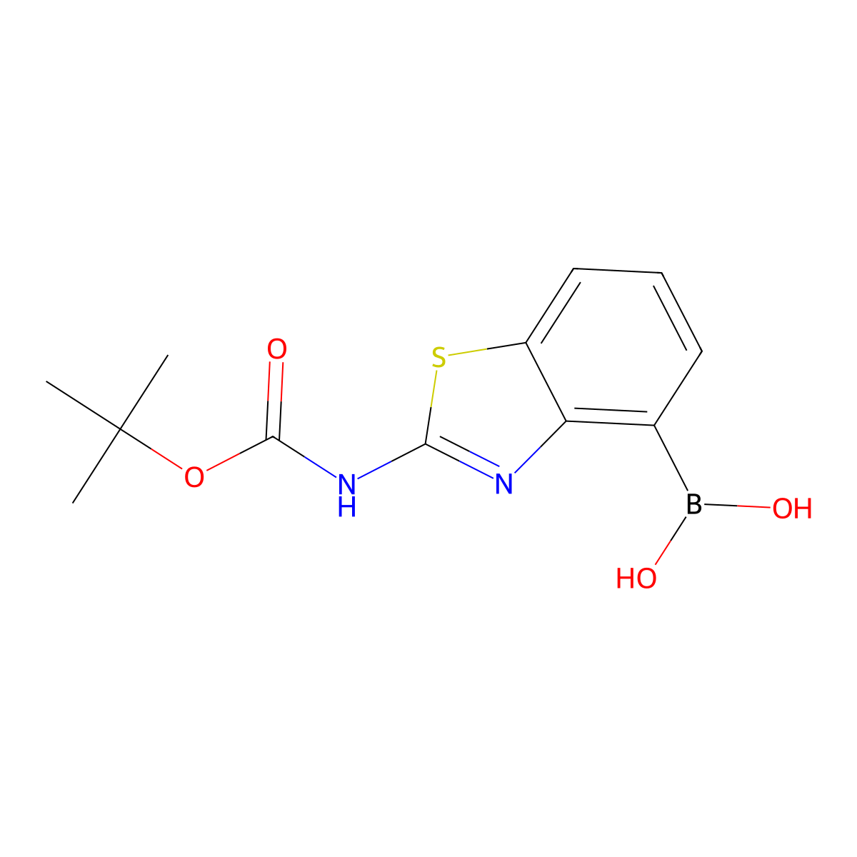 (2-((tert-Butoxycarbonyl)amino)benzo[d]thiazol-4-yl)boronic acid molecular structure, CAS 2415163-56-1