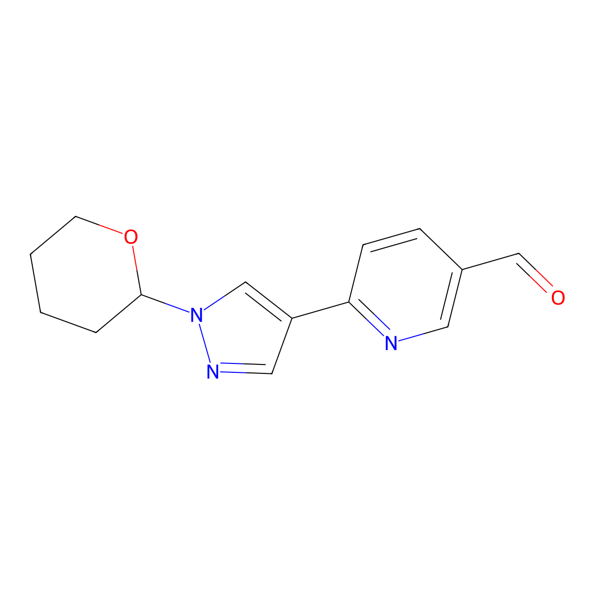 6-[1-(Oxan-2-yl)pyrazol-4-yl]pyridine-3-carbaldehyde molecular structure, CAS 2415168-22-6