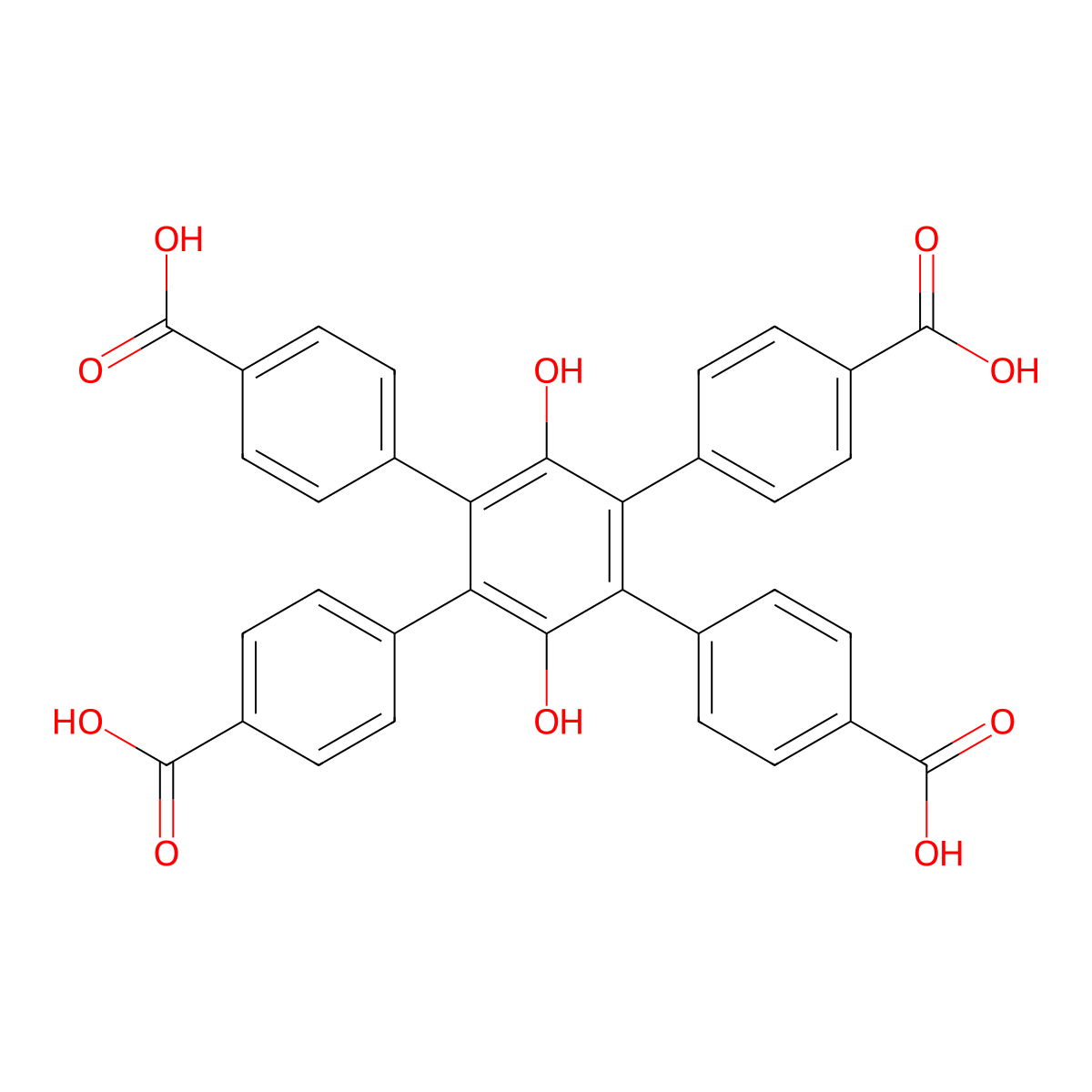 4',5'-Bis(4-carboxyphenyl)-3',6'-dihydroxy-[1,1':2',1''-terphenyl]-4,4''-dicarboxylic acid molecular structure, CAS 2415189-01-2
