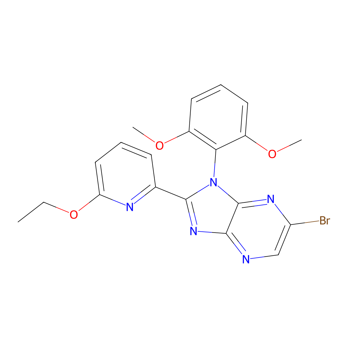6-Bromo-1-(2,6-dimethoxyphenyl)-2-(6-ethoxypyridin-2-YL)-1H-imidazo[4,5-B]pyrazine molecular structure, CAS 2415197-86-1