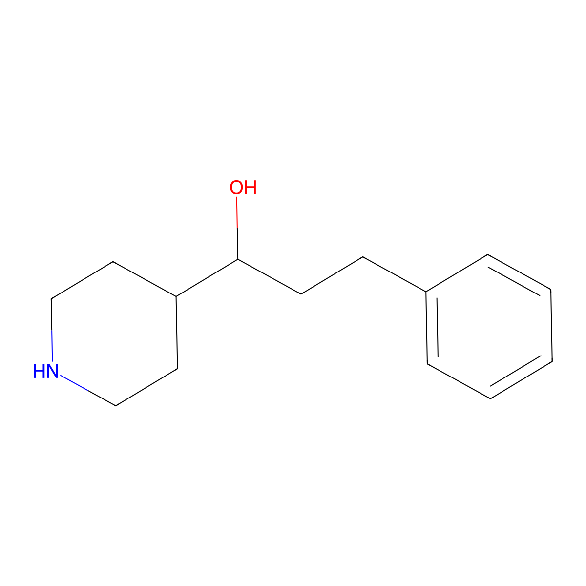 alpha-(2-Phenylethyl)-4-piperidinemethanol molecular structure, CAS 24152-52-1